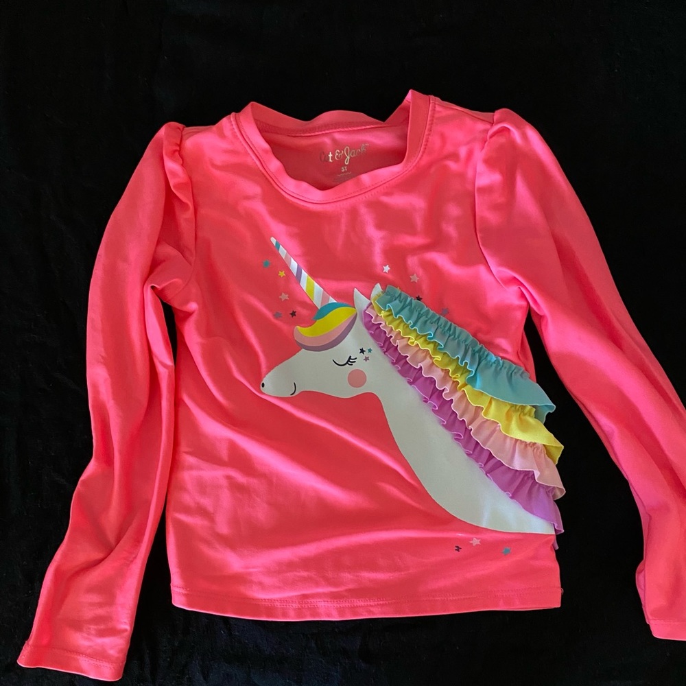 Cat & Jack pink rainbow unicorn long sleeve top